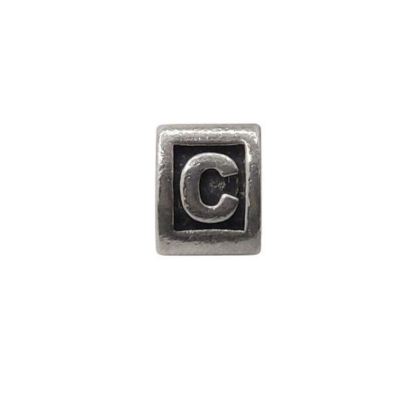 Pandora Silver Alphabet Letter C Block Retired Bead Charm - Picture 1 of 2